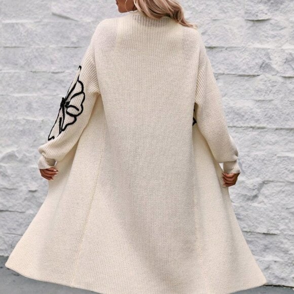 Multicolor Boho Womens Floral Pattern Drop Shoulder Duster Cardigan - Picture 2 of 7